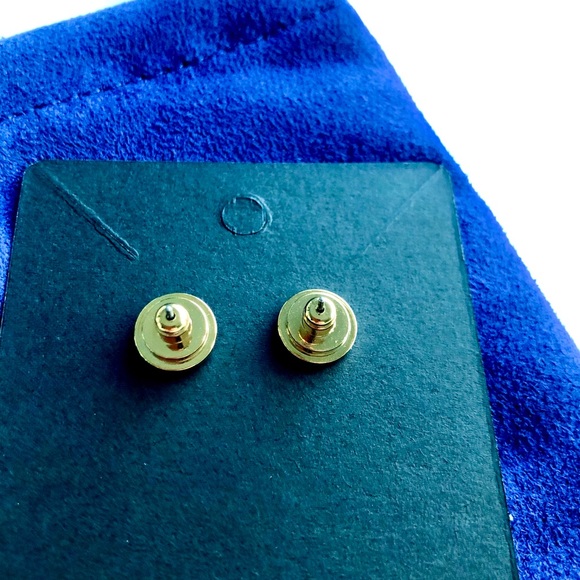 Tory Burch Mini White Lacquer Logo Stud Earrings - Picture 4 of 5